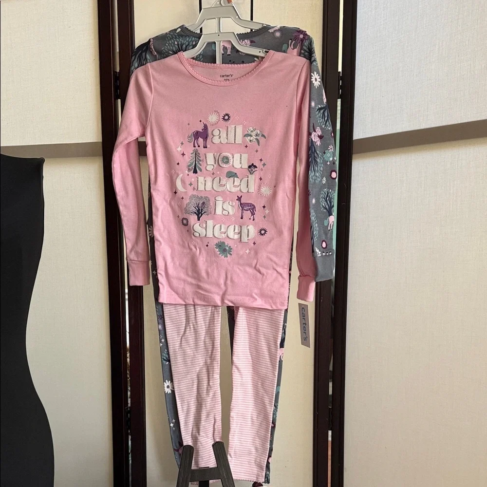 Carter's Pink and Gray Unicorn Pajama Set
